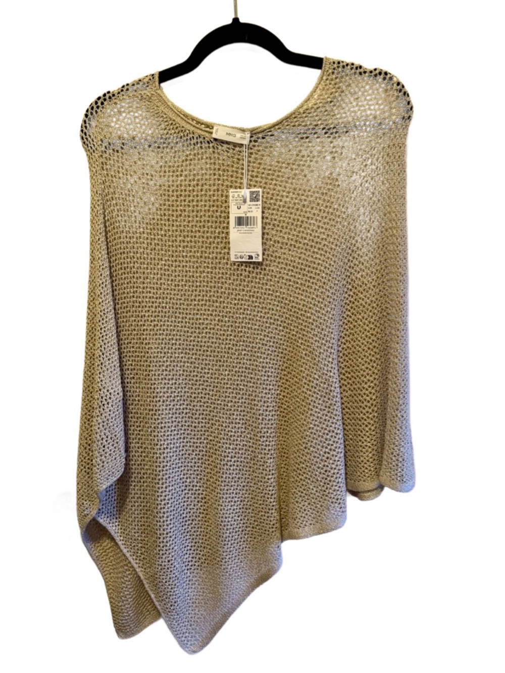 NWT Mango Asymmetrical lurex knitted cape